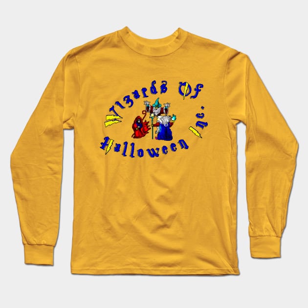 Wizards of Halloween 8 Bits art Long Sleeve T-Shirt by 8 Fists of Tees